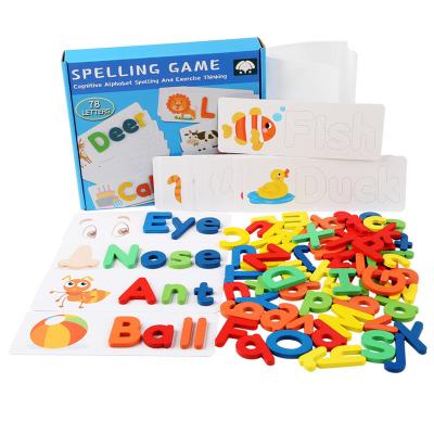 China Preschool educational Montessori Spelling Words Game Alphabet Cognitive Wooden Toy For Kids Teaching Aids for sale