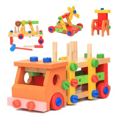 China Wooden baby disassembly nut car practical ability puzzle early childhood education toys of preschool educational children's tools wholesale for sale