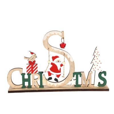 China Christmas decoration/new year christmas wooden craft cartoon table decoration welcome sign 2022 for sale