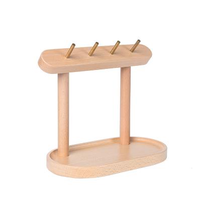 China High Quality Viable Wooden Table Top Stand Entryway Wooden Main Tray With Metal Hooks for sale