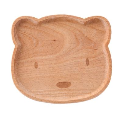 China Hot Sale Wooden Cute Bear Disposable Plate Tray Wooden Cute Wooden Serving Dish for Food for sale