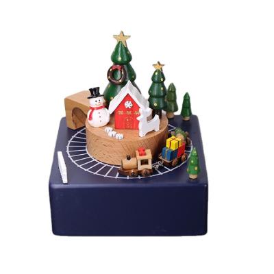 China Wood 2022 Top Christmas Wooden Wooden Music Box Crafts Decorations Christmas Gifts for sale