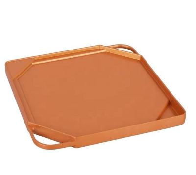 China New Sustainable In Stock Heat Safe Metal Reversible Melt Griddle Pan Tray for sale