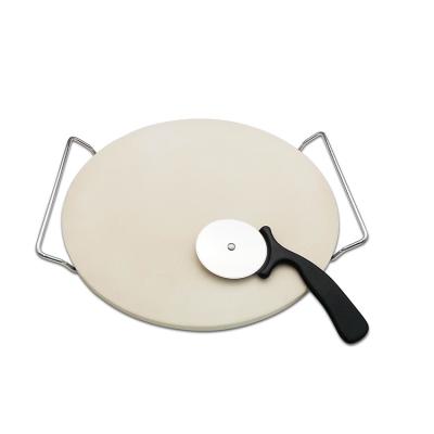 China Wholesale Hot Selling Viable Supplies Pizza Cutter Set Classic Round Skin Heat Resistance Cordierite Pizza Oven Baking Stone for sale