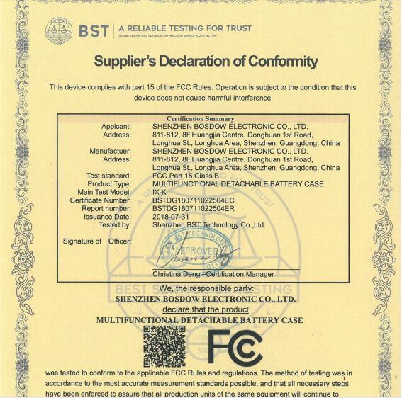 FCC - Shenzhen Bosdow Electronic Company Limited