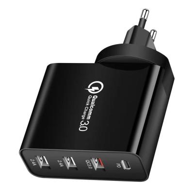 China Hot QC3.0 Quick Charge 3.0 USB Charger 48W 4 Ports Adapter QC3.0 PD Wall Charger Adapter for sale