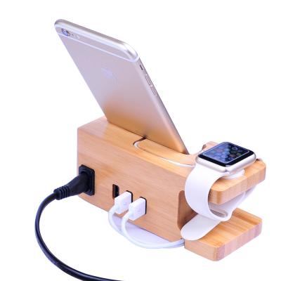 China For iPad / For iPhone USB Charger Left Station / Smart Phone Charger Station Bamboo 3 Universal Bamboo Multi Wood 3 Station for sale