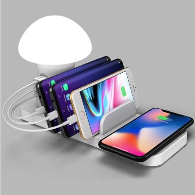 China For iPad/For iPhone/Tablet USB Wireless Charger Desktop Station/Smart Desktop Phone USB Charger With 3.0 Led And Quick Charge for sale