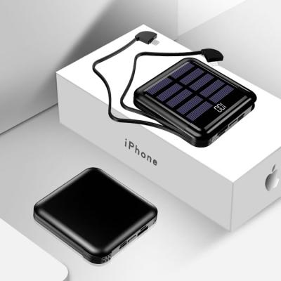 China Newest Mini Digital Solar Charger Power Bank 10000mah Battery with Built in Cables for sale