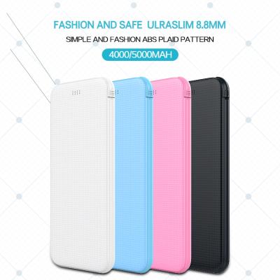 China 2021 fast charging support products 5000mah power bank bulk purchase leather power bank built-in cable for sale