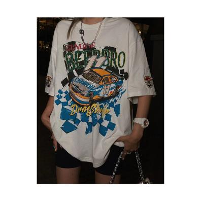 China Original American Regular White Oversized Street Style Short Sleeve T-shirt Friend T-shirt Style Cool Sister for sale