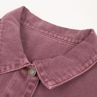 China European and American Purple Cowboy Coat Breathable Spring and Autumn Short Money Restore Ancient INS Female Pink Ways Work Outfit for sale