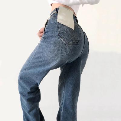 China Competitive Price Straight Blue Waisted Loose Casual Jeans Waterproof Long Tops For Grils for sale