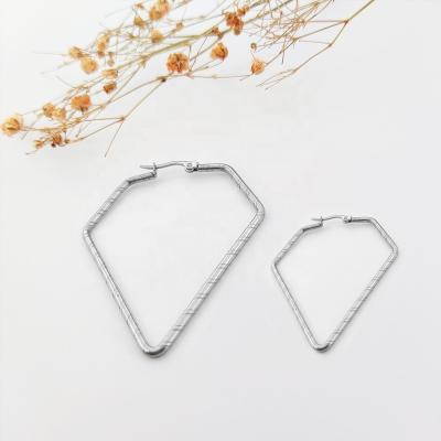 China FASHIONABLE Geometry Shape Polygon Circle Earrings Stainless Steel Women Joyas Oro Chunky Hoops Earring Gold Plated Drop Ear Jewelry Wholesale for sale