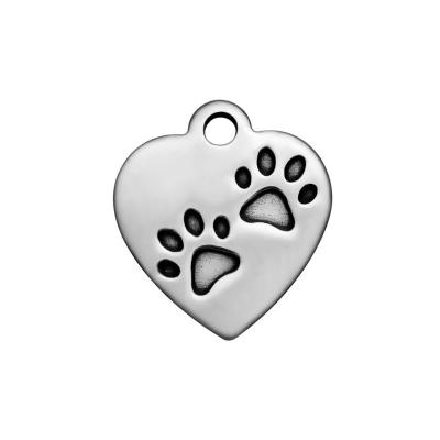 China Wholesale Cute Heart Shape With Silver Paw Print Pendant Stainless Steel Charms Colgantes Joyeria Fina Stainless Steel De China for sale