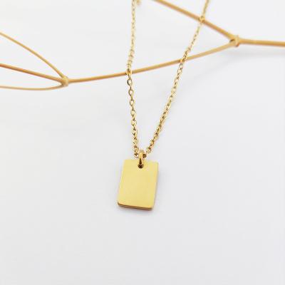 China Joyeria Acero Inoxidable Geometric Engraved Necklace Joyas Letter Name White Rectangle Pendant Necklace FASHION Stainless Steel Jewelry for sale