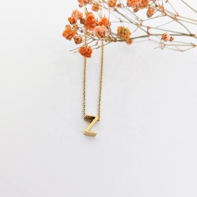 China FASHIONABLE Pendant Initial Letter Necklace 18K Gold Plated Old English Letter Necklaces Joyas Acero Inoxidable Long Chain Jewelry Findings for sale