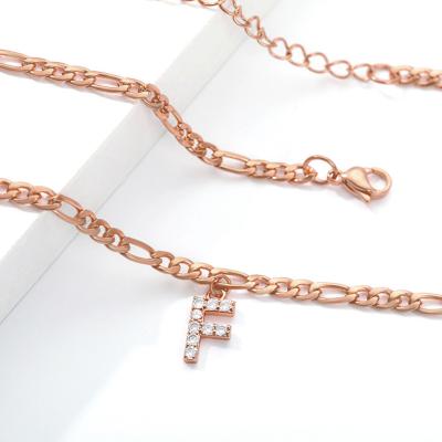 China Casual/Sporty Pendant Letter Gold Plated Cuban Zircon Wedding Pulsera De Acero Inoxidable Chain Set Pulseras Tobilleras Pulsera Para Parejas for sale