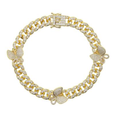 China Crystal Bling Butterfly Rhinestone Chain Cuban Anklet FASHIONABLE Hot Sale Anklets Bracelet For Women Accessories Jewelry Wholesale for sale