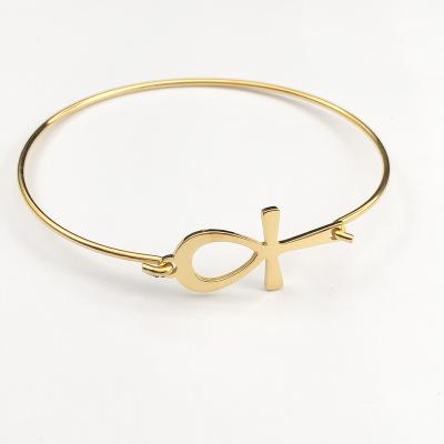 China FASHIONABLE Ankh Jewelry Bangle Bracelet Woman Ankh Bracelet Gold Plated Jewelry Brazalete Chapado Oro Bracelet Bangle Plate Or for sale