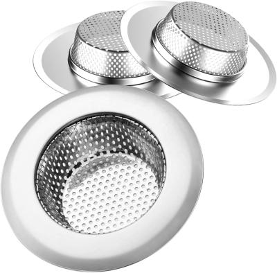 China Sustainable Kitchen Sink Strainer Stainless Steel Drain Filter Strainer With Big Wide Rim for sale