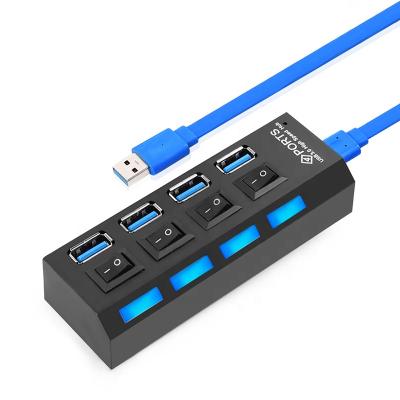 China High Speed ​​Xput 5Gbps USB Hub Laptop PC 3.0 USB A to 4 Port 3.0 USB A Hub ABS with Power Switch for sale