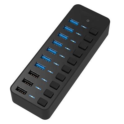 China Laptop PC Xput USB 3.0 Hub 7-Port USB 3.0 Hub High Speed ​​5Gbps Hub with 3 Port Smart Charging Hub with Led On Switches for sale