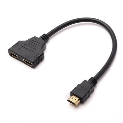 China COMPUTER Xput 1 to 2 HDMI cable 1 in 2 out HDMI to 2 HDMI splitter 1 male to 2 female 1x2 1 x 2 cable 1080P for sale