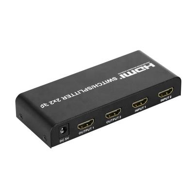 China Xput Plug 2 Into 2 Out Of HDMI Splitter 2x2 HDMI Switch Splitter With Remote Control for sale