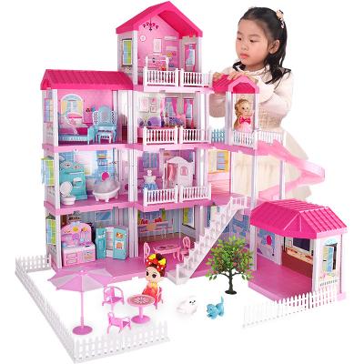 China DIY Practice Pink Plastic Material Fashion Children Play House DIY Girls Toys Plastic Dollhouses for sale