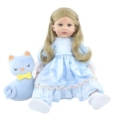 China Toy For Girl Lifelike Vinyl Reborn Baby Doll Silicone Cartoon Toy 60cm Long Blonde Hair Princess Toddler Doll Dress Up Girl Birthday Gift for sale