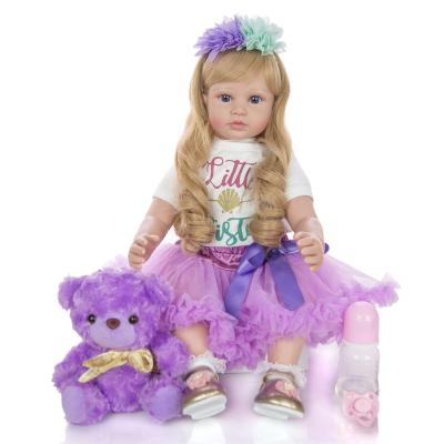 China Cartoon Toy Limited Edition 24 Inch Reborn Babies - Soft Lifelike Newborn Purple Princess Doll 60cm Silicone Dolls For Child for sale