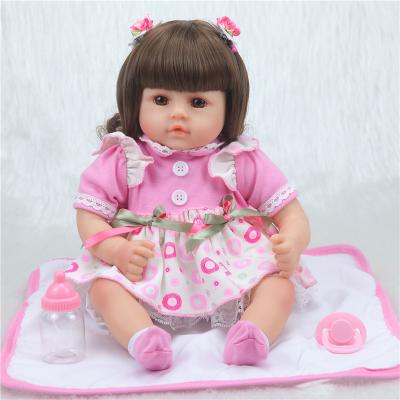 China Cheap 42 cm 17 inch doll small size reborn baby in pink clothes for little baby surprise gifts for kids for sale