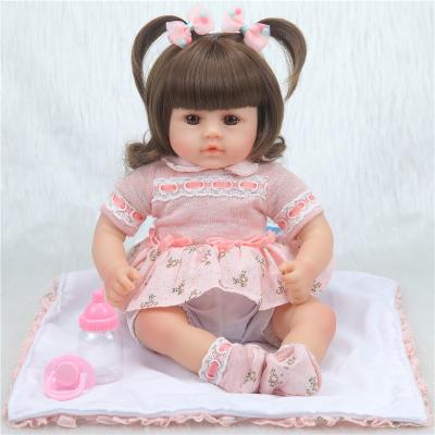 China Cheap 42 cm 17 inch doll small size reborn baby in pink clothes for little baby surprise gifts for kids for sale