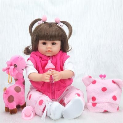 China Cheap 42 cm 17 inch doll small size reborn baby in pink clothes for little baby surprise gifts for kids for sale