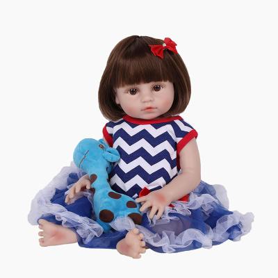 China Wholesale Battery Operated Girl's Toy 18inch 48cm Silicone Vinyl Silicone Vinyl Toy 18inch 48cm Blue Skirt Bebe For Gift Reborn Doll for sale