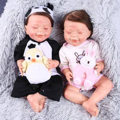 China Handmade Realistc Full Silicone Soft Silicone Baby Dolls Toy 18inch Reborn Twins Doll for sale