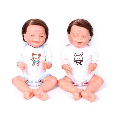 China Cartoon Toy 18inch Alive Sleeping Smile Toys Full Silicone Twins Dolls For Gift Reborn Doll for sale