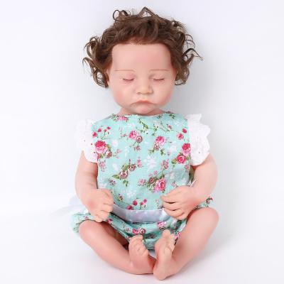 China 17 Inch Wavy Hair Eye Cartoon Toy Closed Vinyl Bebe Sleeping Toy Child Doll Reborn Doll for sale