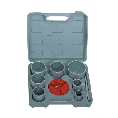 China 9PC Tungsten Carbide Gritted Hole Saw Kit / Holesaw Set 2-1/4 Inches Cutting Depth for sale