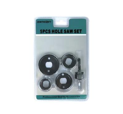 China 5PC High Carbon Steel Hole Saw Kit For Wood Plastic Gypsum OSB Panel Plywood Chipboard for sale