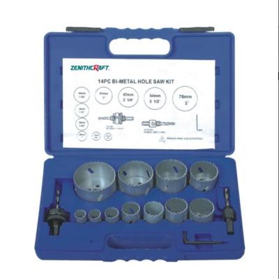 China 14PC Bi Matel Hole Saw Set Runout Minder dan 0,75 mm Verfoppervlak Afwerking Te koop