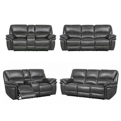 China (Other) KD Modern Adjustable Living Room Furniture Leather Recliner Glider 1+2+3 Recliner Sofa Set for sale