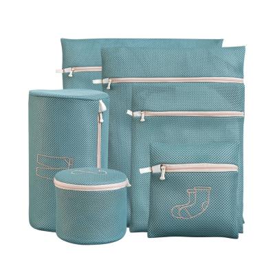 China Morandi Embroidery Wash Reusable Underwear Washing Machine Bags Small Mesh Laundry Bag For Clothing Portable Lingerie Bags Bra Laundry for sale