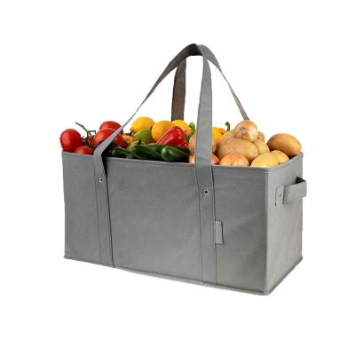 China Extra Large Handled Carry Bag Reusable Heavy Duty Collapsible Non Woven Bags Grocery Box Strong Shopping Bag With Reinforced Bottom for sale