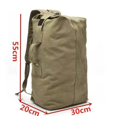 China Outdoor Sports Men's Military Canvas Bags Large Bucket Duffel Bag Backpack Travel Environmental Environmental Multifunctional Canvas Rucksack for sale