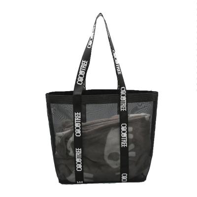 China Wholesale Custom Eco Friendly Transparent Shopping Handled Tote Bulk Mesh Bags Beach Apparel Packaging for sale