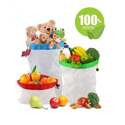 China Toy Packing Recycled Eco Friendly Promotional Durable Vegetable Washable See Though Drawstring Net Commodity Bag for sale