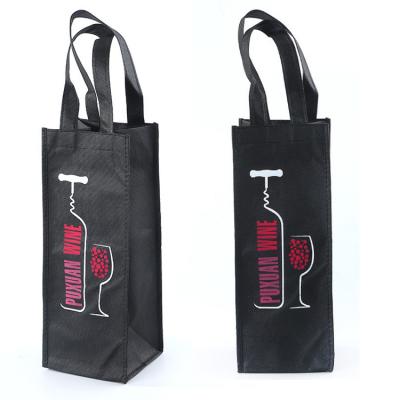 China Non Woven Custom Logo Handled Eco-Friendly Reusable Outdoor Carrier 1 Bottle Champagne Wine Gift Packing Packaging Bag for sale