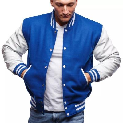 China QUICK DRY High Quality Smart Royal 100%Cotton Body And Bright White Sleeves Varsity Letterman Baseball Jackets Men's Blank for sale